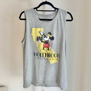 Disney Mickey Mouse Graphic Sleeveless Tank Top in Heather Gray, HOLLYWOOD, XXL